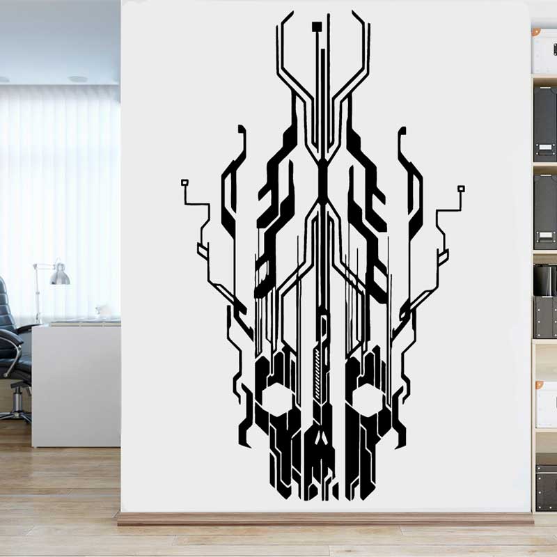 Office Tech Gifts - Autocollant mural en vinyle avec crâne