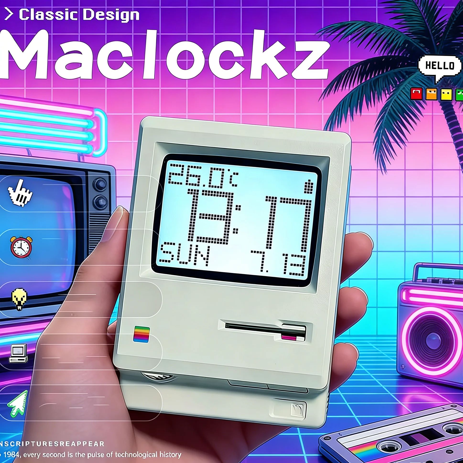 Réveil Maclock rétro nostalgiq - Office Tech Gifts avis et prix